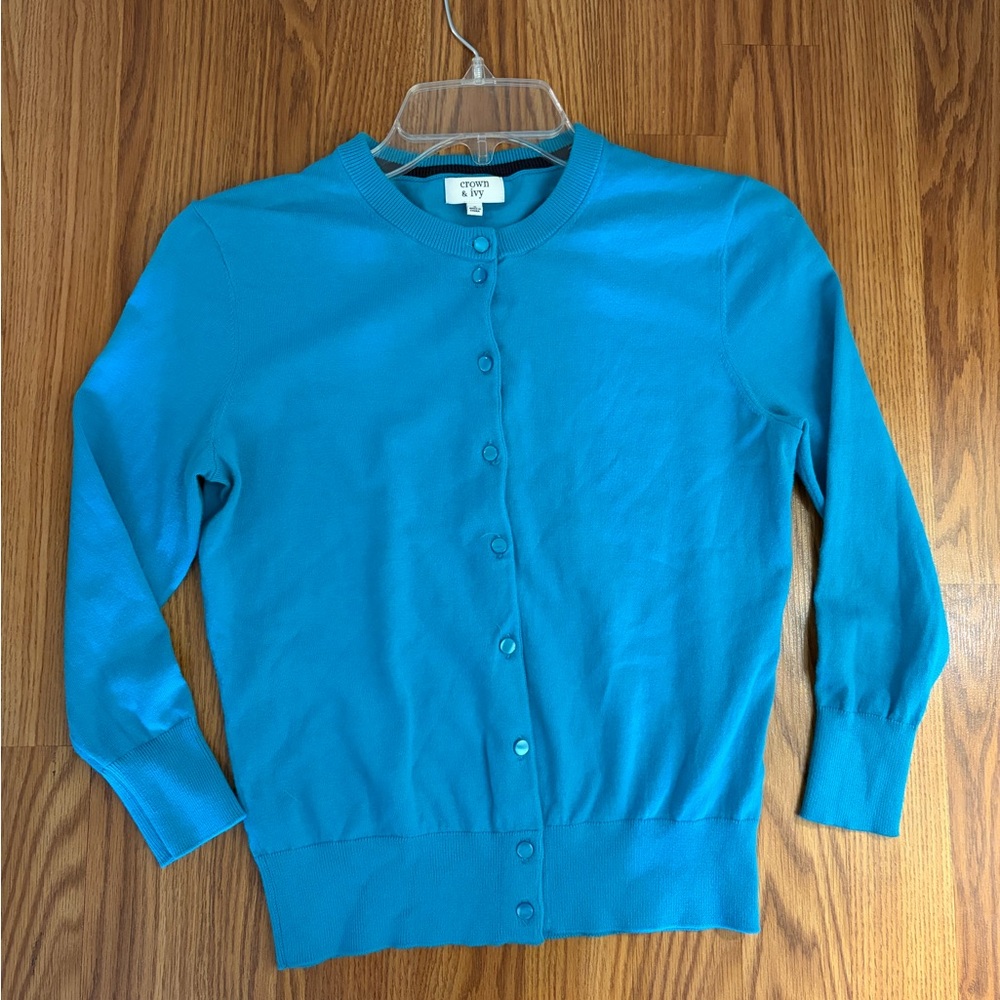 Crown & Ivy Vibrant Blue Cardigan